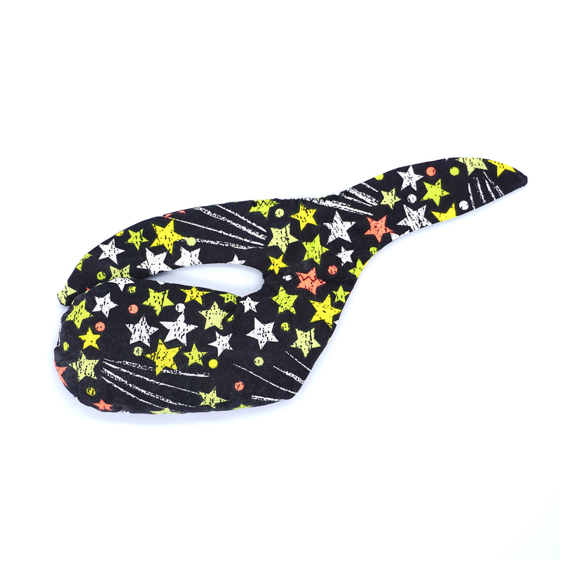 Handmade Whale Sac for disc golf, featuring a Neon Stars pattern. Clay-filled dry grip bag for sports, offering eco-friendly hand grip support.